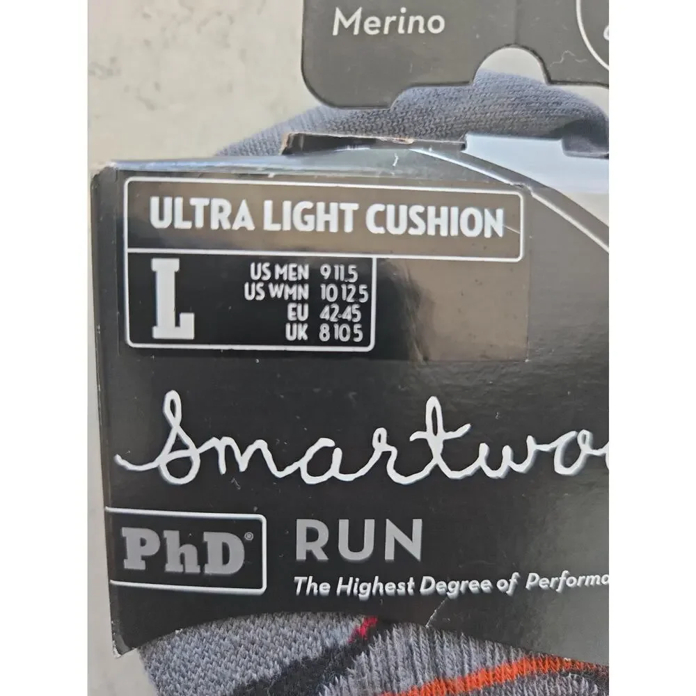 SMARTWOOL UNISEX PHD RUN ULTRA LIGHT CUSHION SOCKS SIZE L